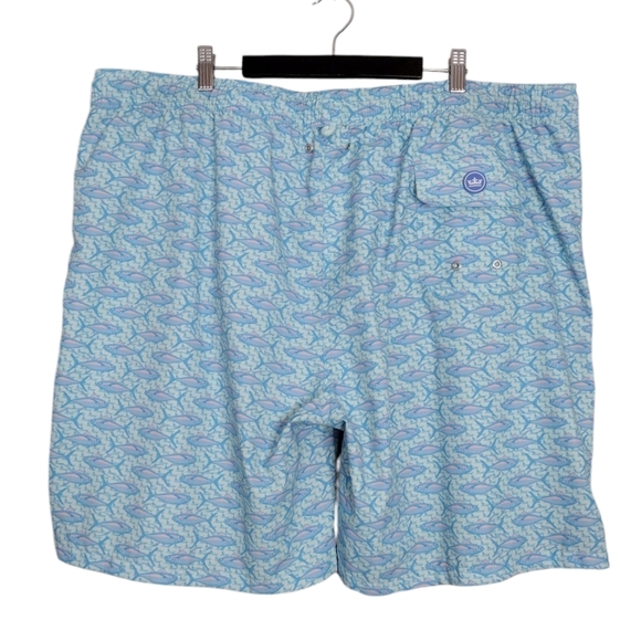 Peter Millar Blue Aquatic Fish Print Elastic Waistband Board Shorts Sz XXL - Picture 2 of 15
